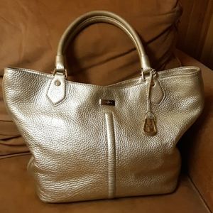 Cole Haan large gold leather tote